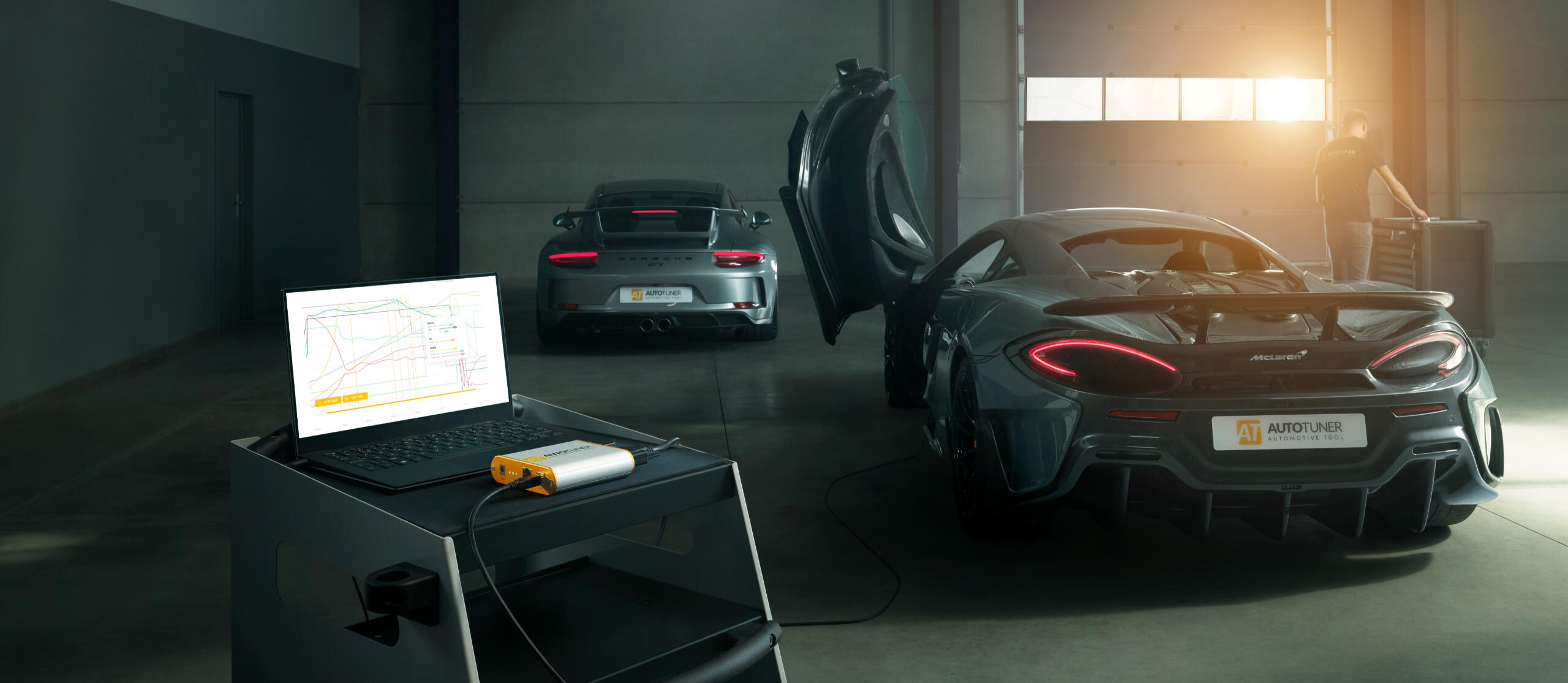 OBD/CAN-loggning i verkstad – ECU/TCU-optimering av sportbil.